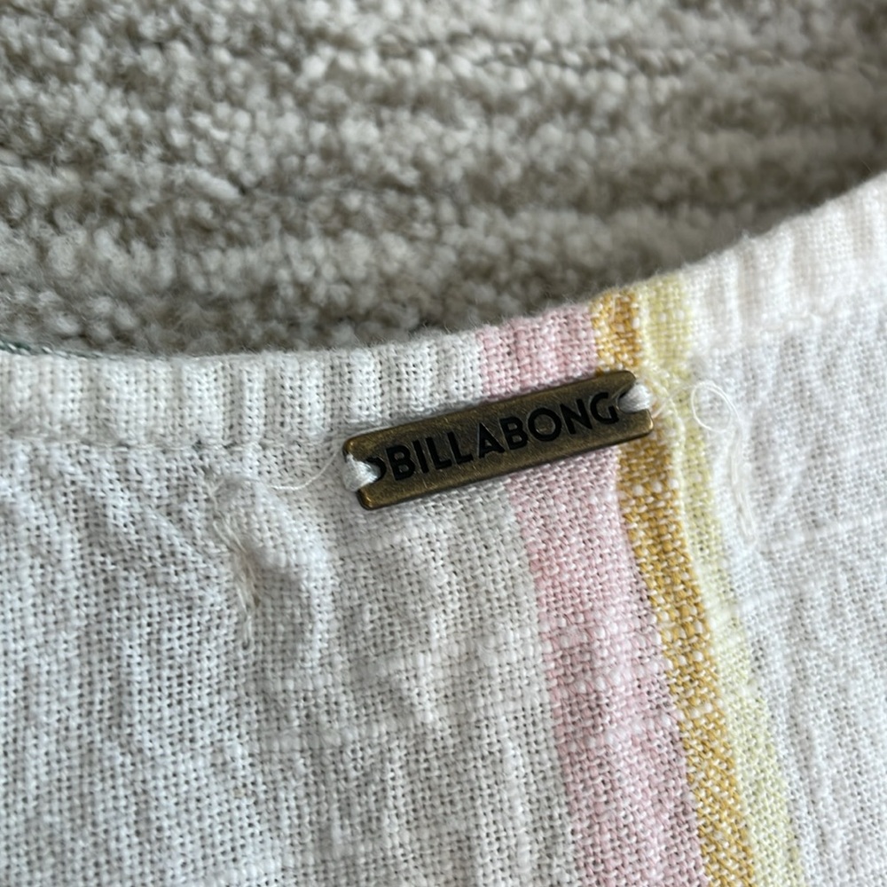 Billabong Salty Blonde Weaver Jumpsuit Size Small Rainbow Striped Crop Wide Leg - Picture 10 of 14